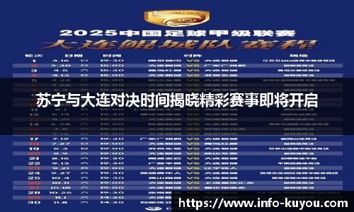 苏宁与大连对决时间揭晓精彩赛事即将开启